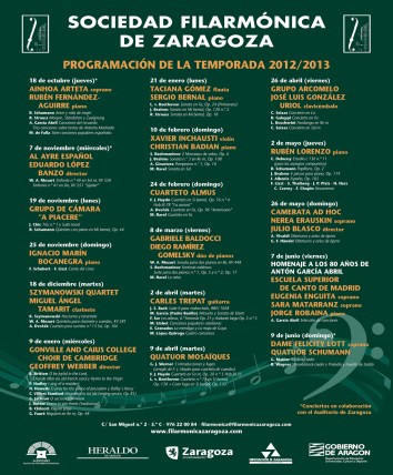 Cartel Sociedad Filarmonica. Temporada 2012-13